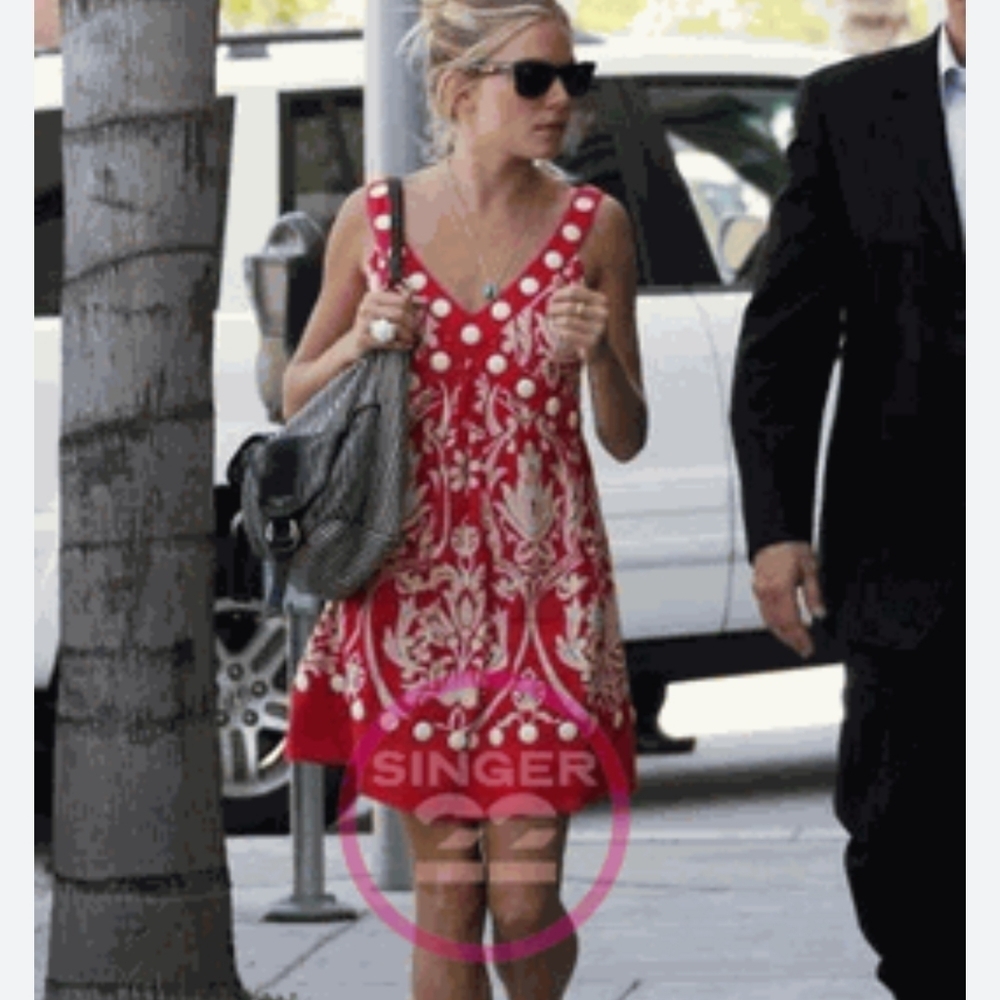 Yoana Baraschi Red Embroidered V-Neck Sundress